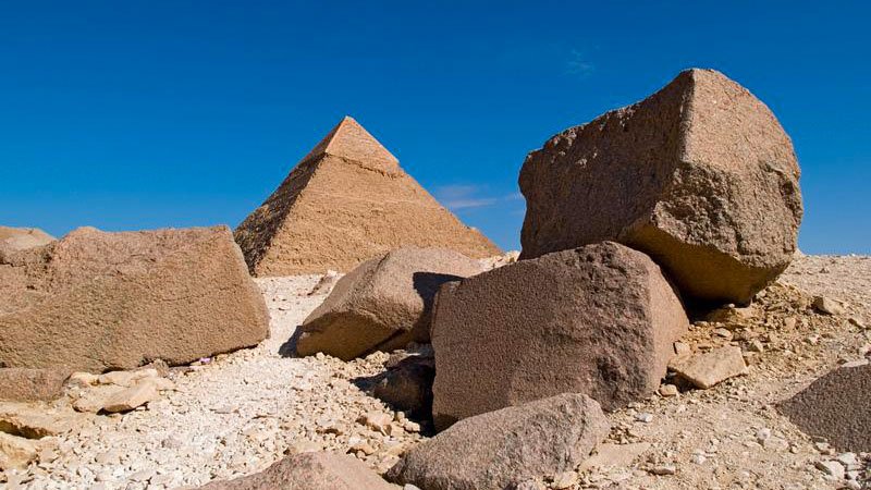 Interesting view of Khafre's Pyramid, Gisa, Egypt 