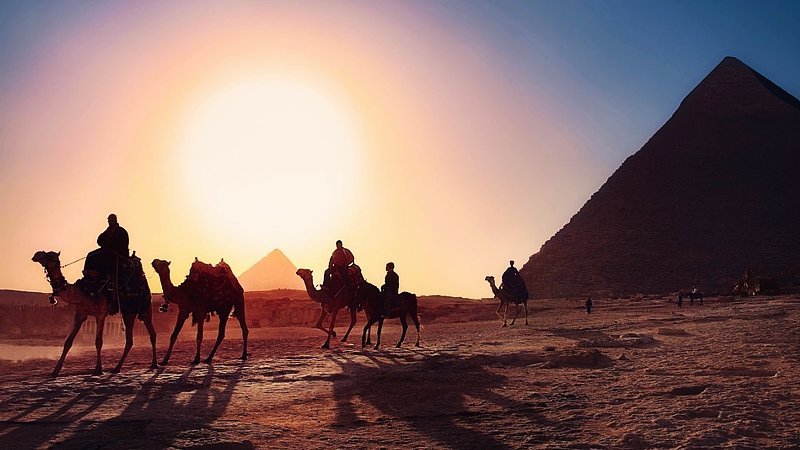 Pyramids at sunset, Egypt 