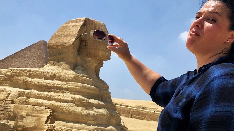 Tourist at Sphinx, Egypt 